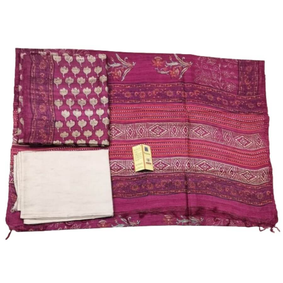 Taskeen + Bhagalpuri + TUSSAR ZOYA MAJENTA BEIGE DARK RUST + MAJENTA BEIGE DARK RUST + buy