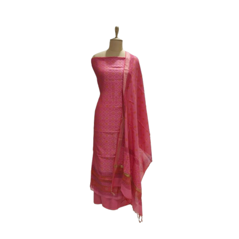 Taskeen + Banarsi Chanderi + CHANDERI SILK SUIT JAL P + SINGLE + buy