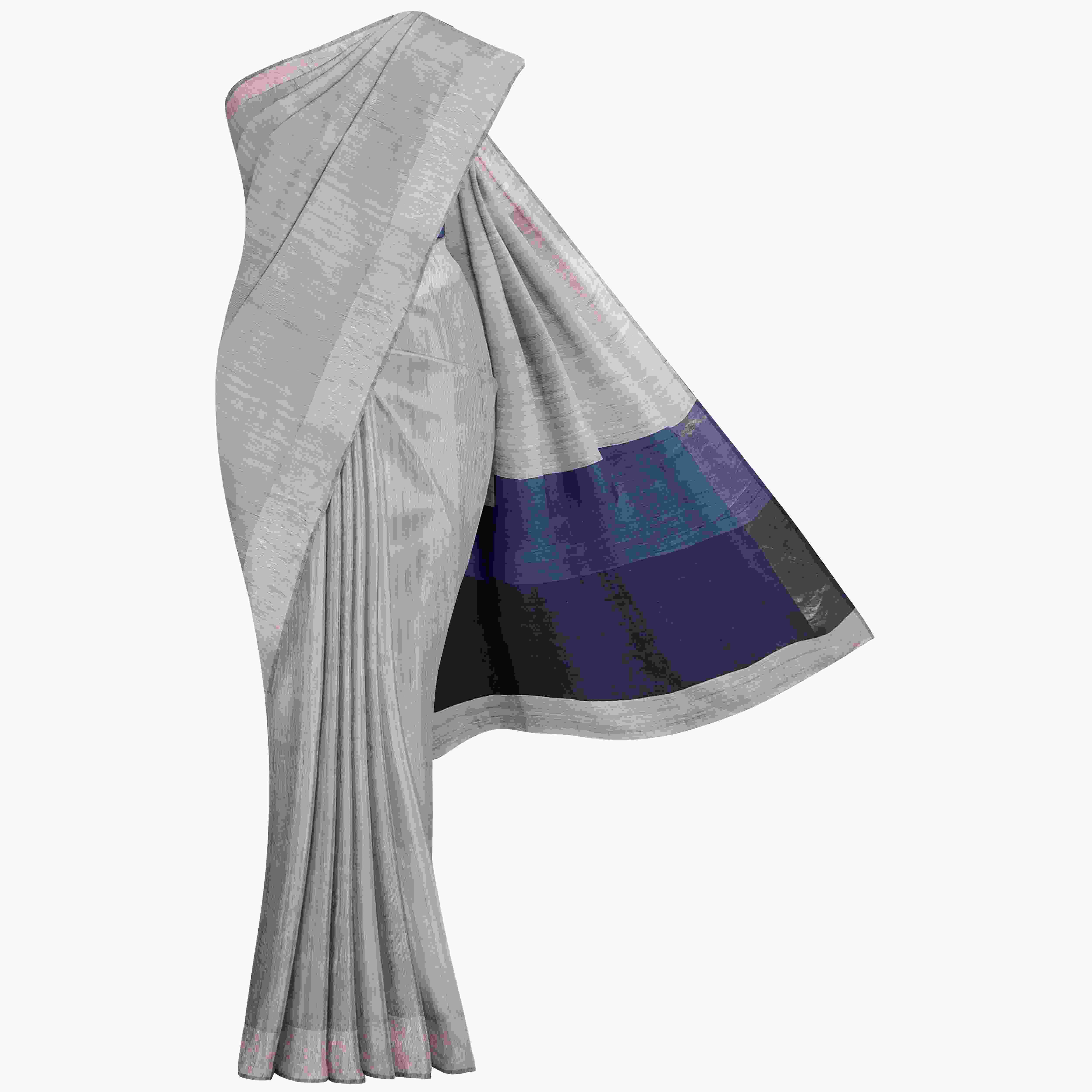 Taskeen + Tussar/Dupoin + ABHA BLUE NATURAL TUSSAR DUPION SAREE + BLUE/NATURAL + buy