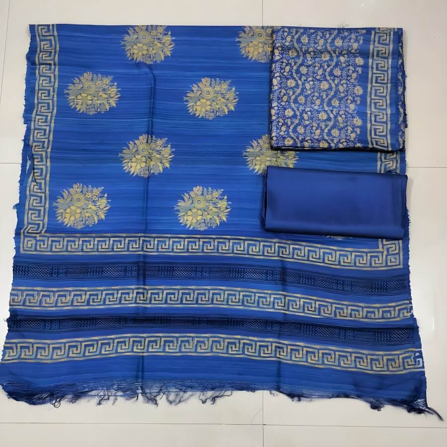Taskeen + Bhagalpuri + TUSSAR ZOYA BLUE & BEIGE + BLUE & BEIGE + buy