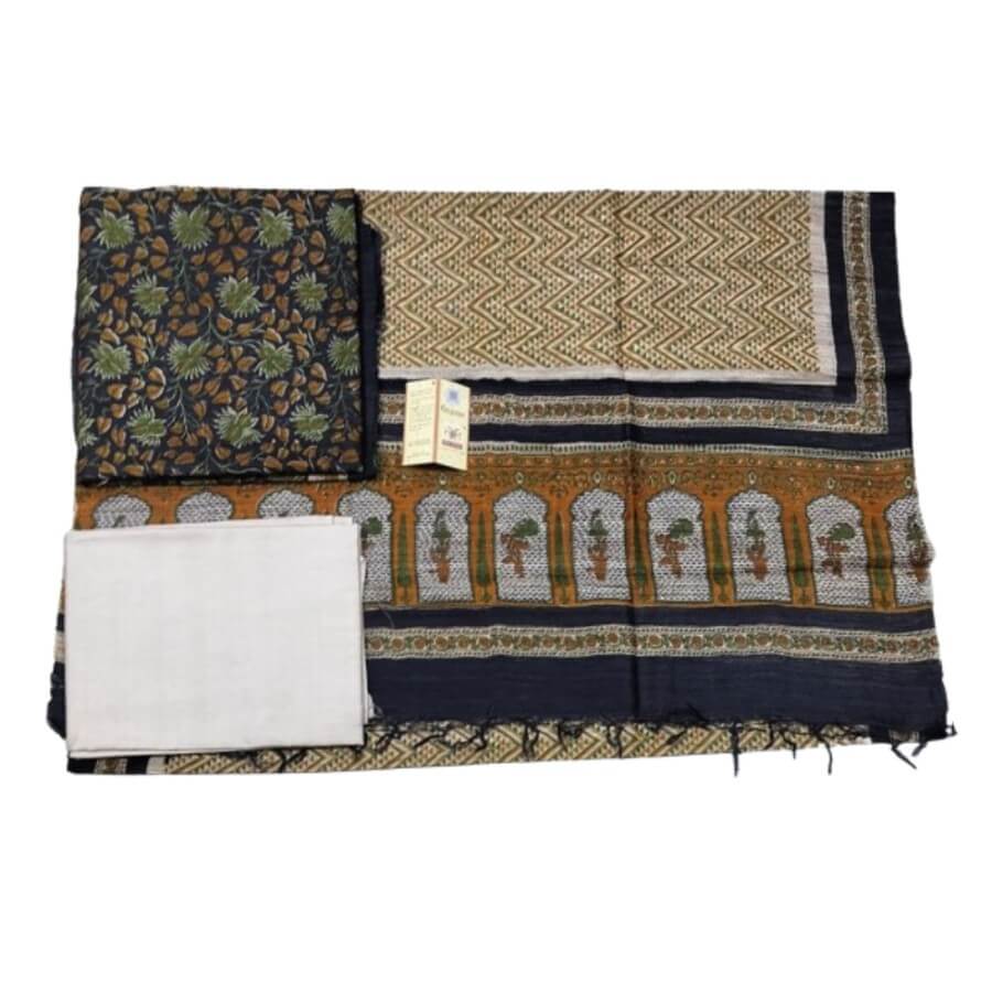 Taskeen + Bhagalpuri + TUSSAR ZOYA BLACK RUST GREEN + BLACK RUST GREEN + buy
